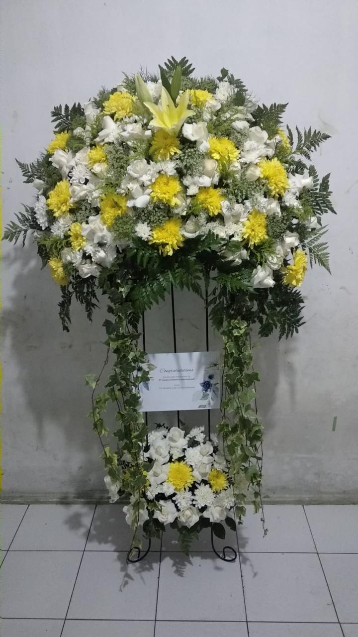 Standing flower pink elegant untuk acara grand opening